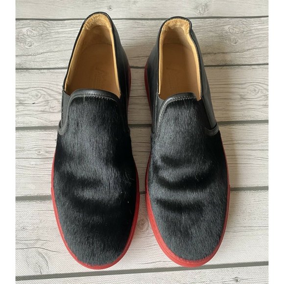 Ammann of Switzerland Mens Slip On Cowhide Loafers Black Red Shoes Sz 39 8.5 main image 8